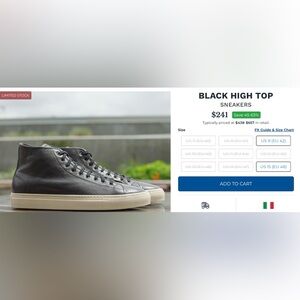 Gustin Black Leather Sneakers with Cream Soles